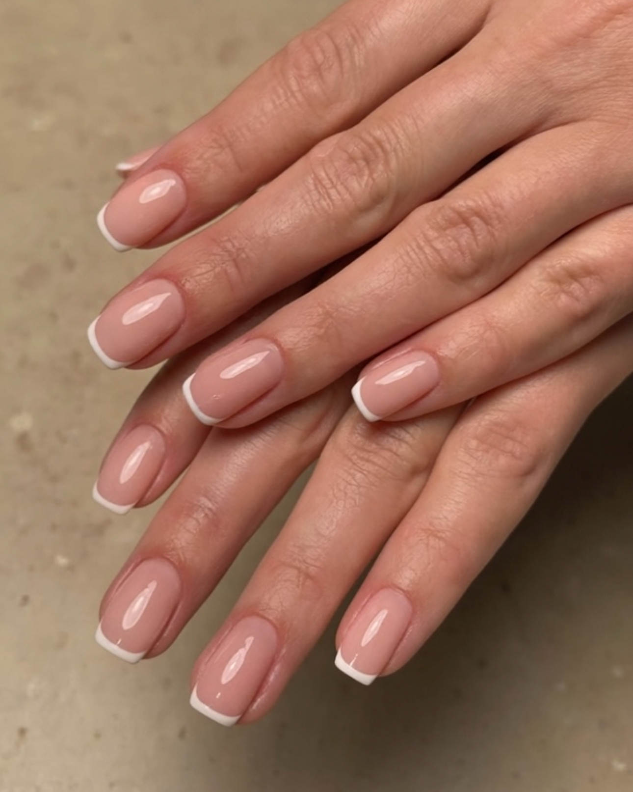 natural press on nails short baby French design handmade design minimal natural elegant manicure Japanese manicure